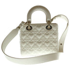 Dior My Lady Small Cannage Heart 2-Way Shoulder Bag White Leather Gold — view 2