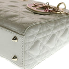 Dior My Lady Small Cannage Heart 2-Way Shoulder Bag White Leather Gold — view 5