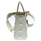 Dior My Lady Small Cannage Heart 2-Way Shoulder Bag White Leather Gold — view 3