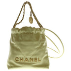 Chanel 22 Mini Bag Drawstring Light Yellow Calf Leather Gold
