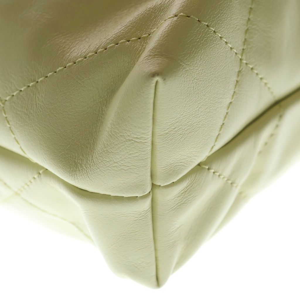 Chanel 22 Mini Bag Drawstring Light Yellow Calf Leather Gold — view 6