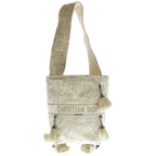Dior Embroidery D-bubble Tote Ivory White Canvas