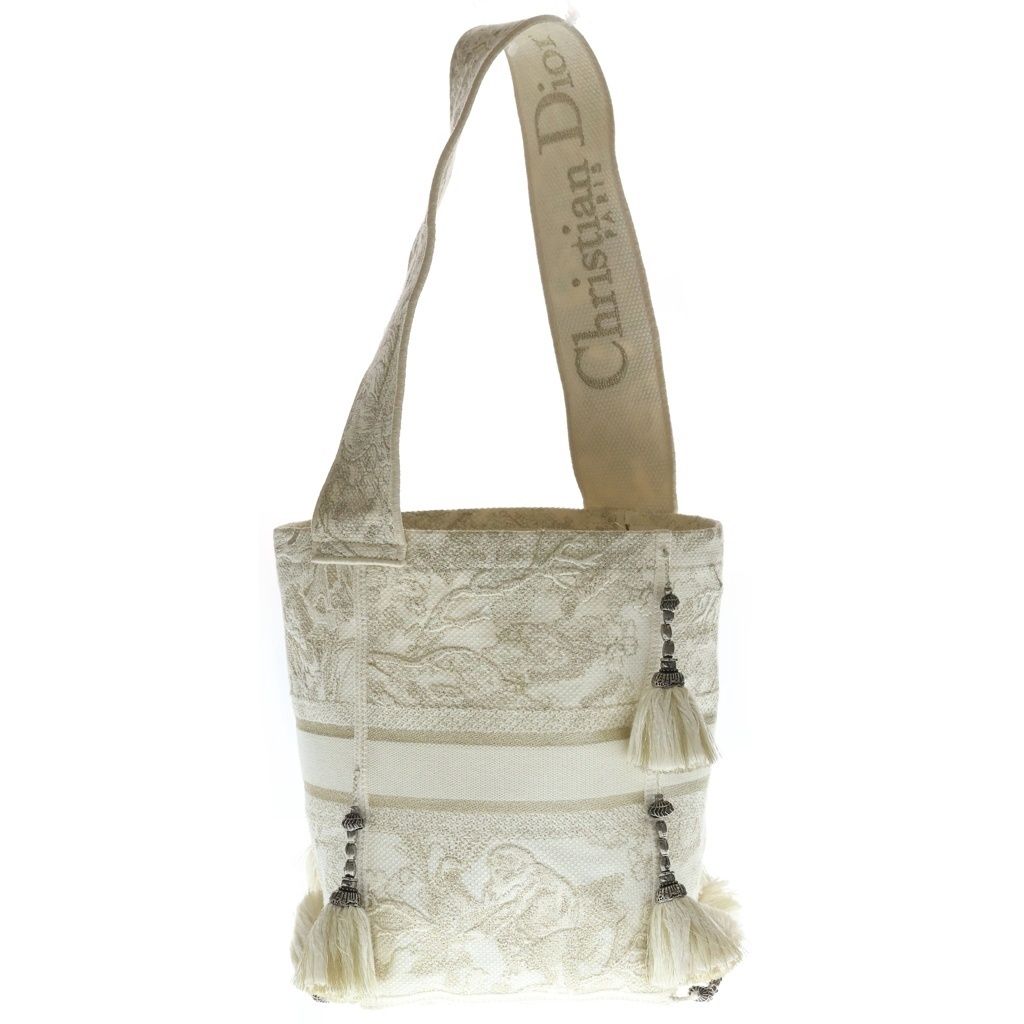 Dior Embroidery D-bubble Tote Ivory White Canvas — view 2