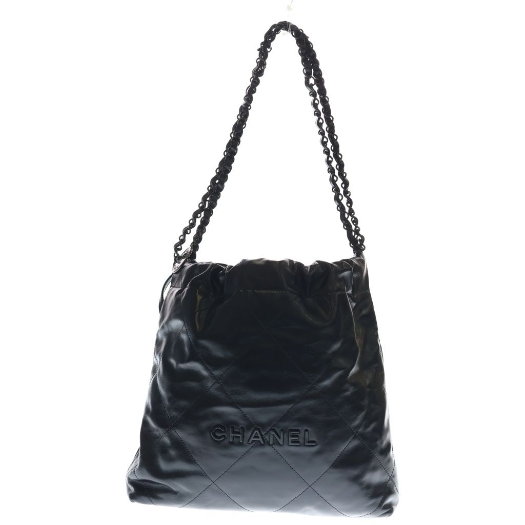 Chanel 22 Small Calfskin Leather So Black Chain Shoulder