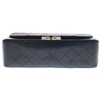 Chanel Quilted 25 Lambskin Turnlock Gold Double Flap Chain Shoulder Bag Black — view 4