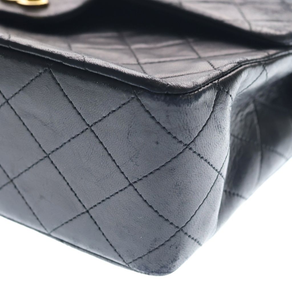 Chanel Quilted 25 Lambskin Turnlock Gold Double Flap Chain Shoulder Bag Black — view 5