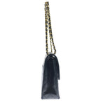 Chanel Quilted 25 Lambskin Turnlock Gold Double Flap Chain Shoulder Bag Black — view 3