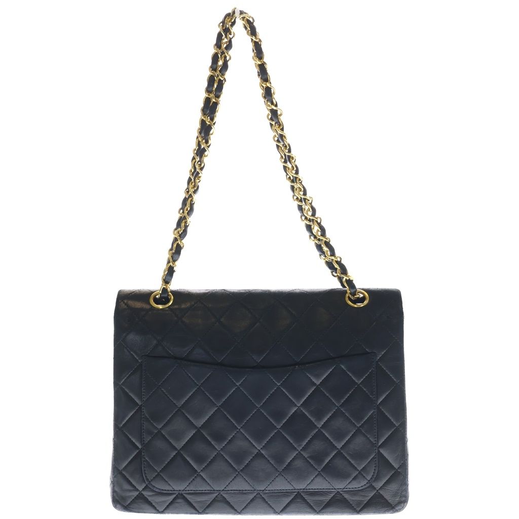Chanel Quilted 25 Lambskin Turnlock Gold Double Flap Chain Shoulder Bag Black — view 2