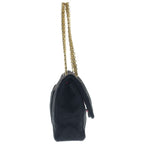Chanel Quilted 23 Double Flap Chain Shoulder Bag Black Cotton Gold — view 3