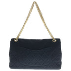 Chanel Quilted 23 Double Flap Chain Shoulder Bag Black Cotton Gold — view 2