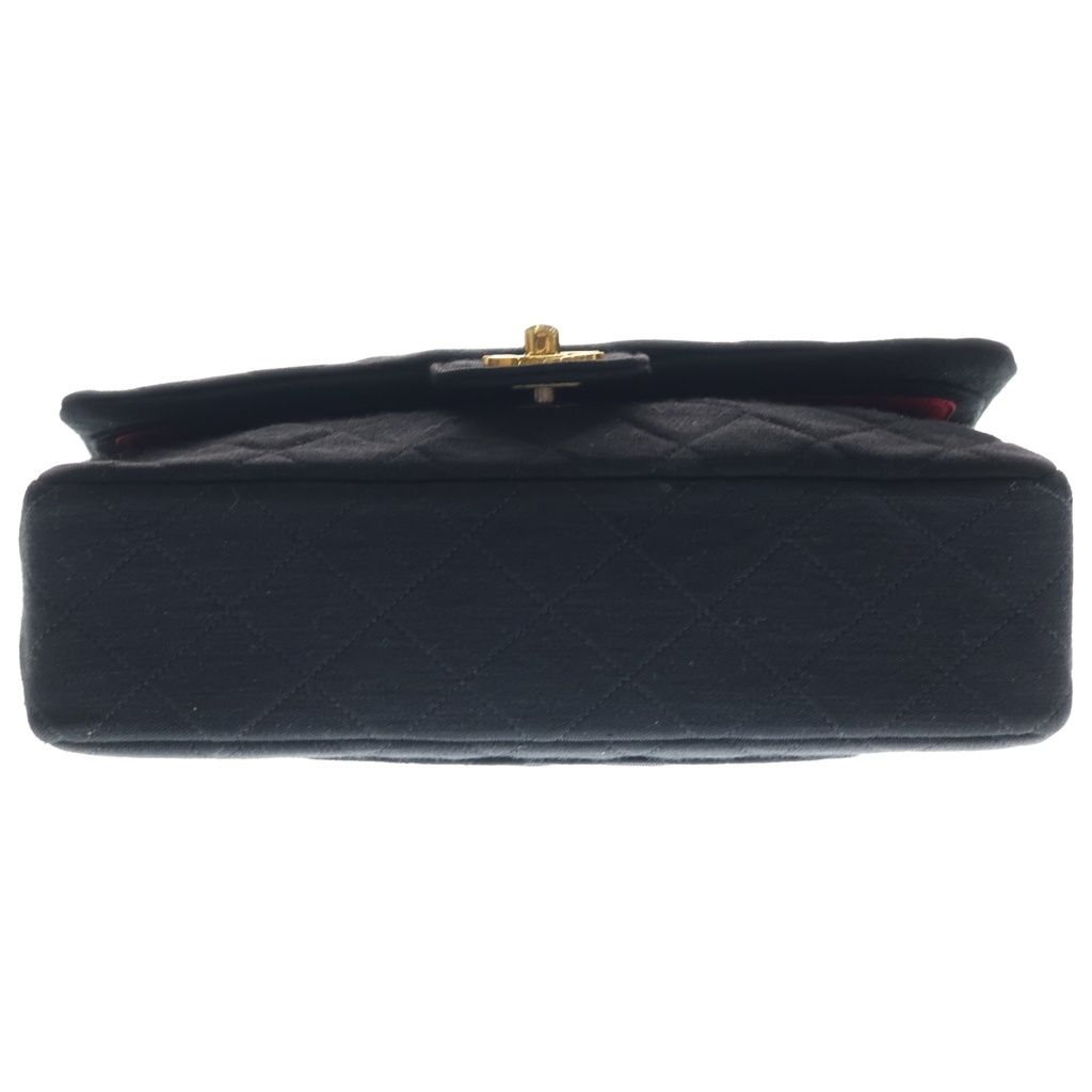 Chanel Quilted 23 Double Flap Chain Shoulder Bag Black Cotton Gold — view 4