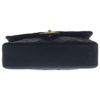 Chanel Quilted 23 Double Flap Chain Shoulder Bag Black Cotton Gold — view 4