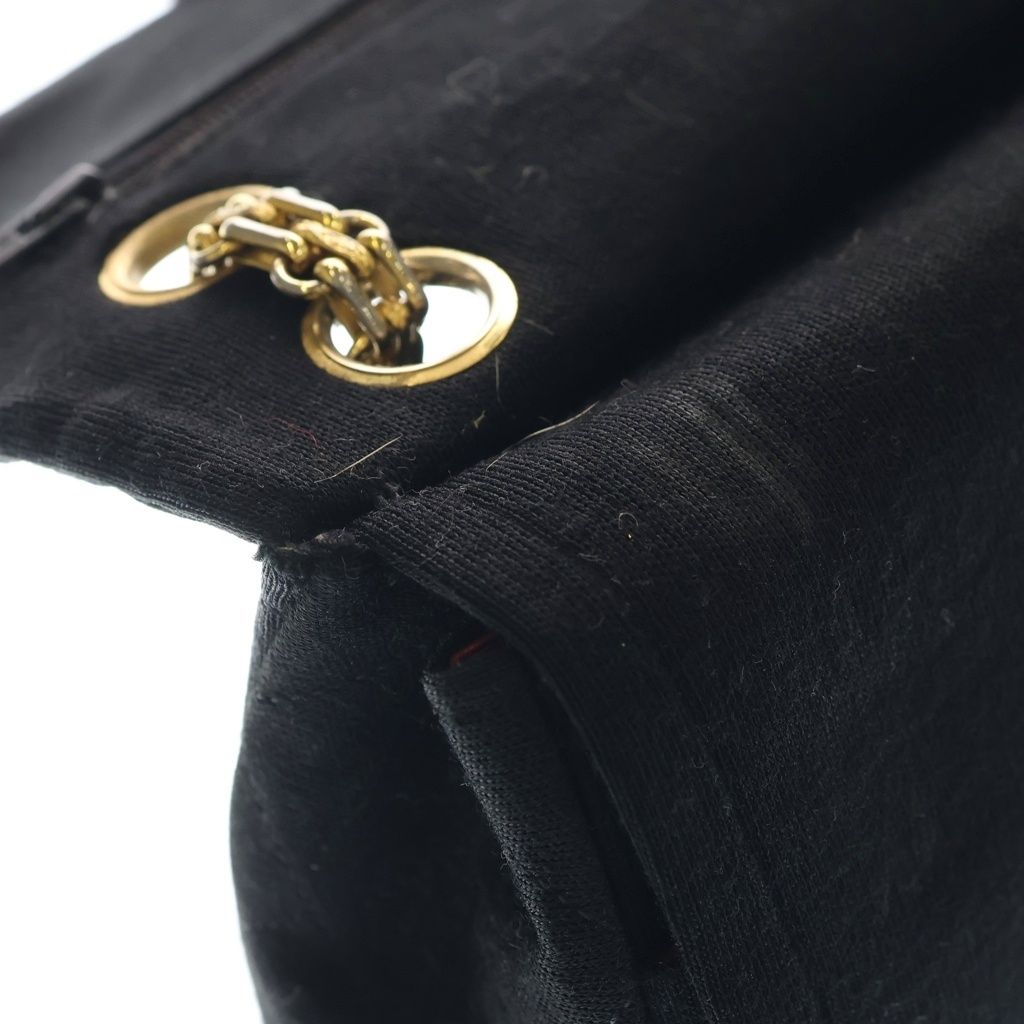 Chanel Quilted 23 Double Flap Chain Shoulder Bag Black Cotton Gold — view 7