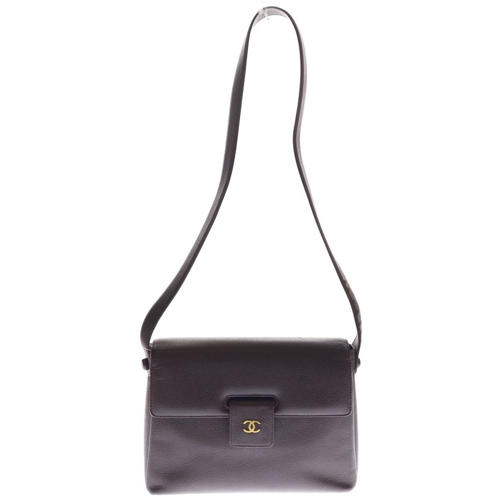 Chanel CC Logo Single Flap Classic Shoulder Bag Bordeaux Wine Red Caviar