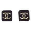 Chanel Earrings Black Gold Clear