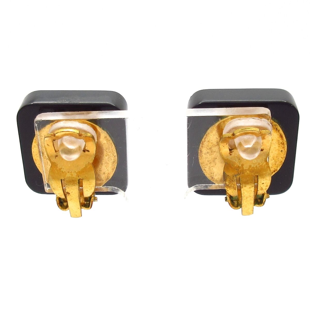 Chanel Earrings Black Gold Clear — view 3