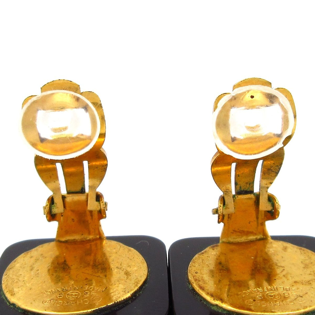 Chanel Earrings Black Gold Clear — view 4