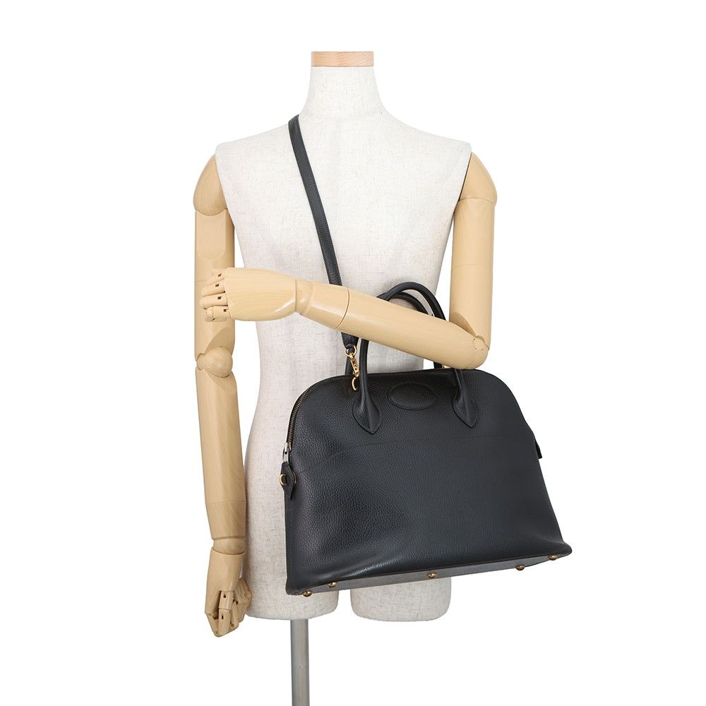 Hermes Handbag Bolide 35 Black Gold Ardennes 2-Way — view 5