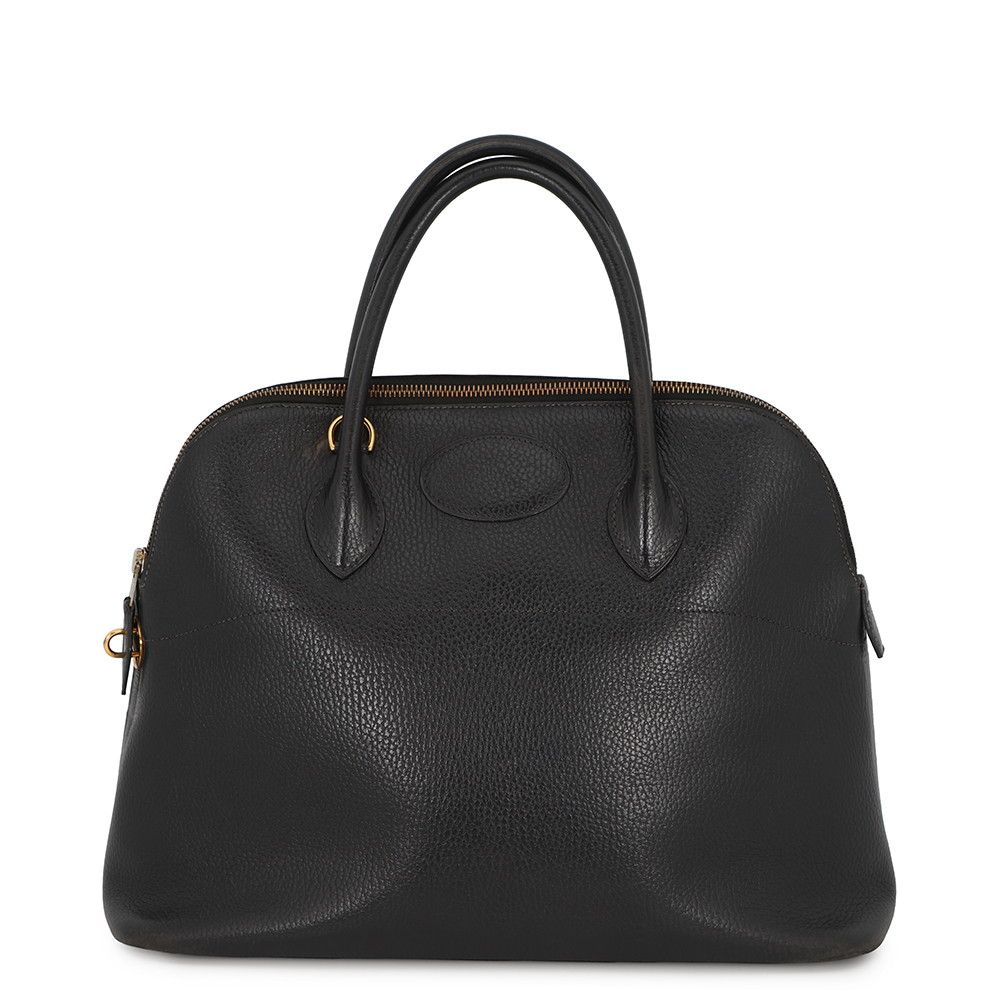 Hermes Handbag Bolide 35 Black Gold Ardennes 2-Way