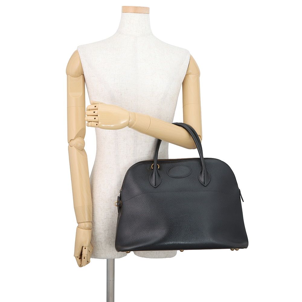 Hermes Handbag Bolide 35 Black Gold Ardennes 2-Way — view 4