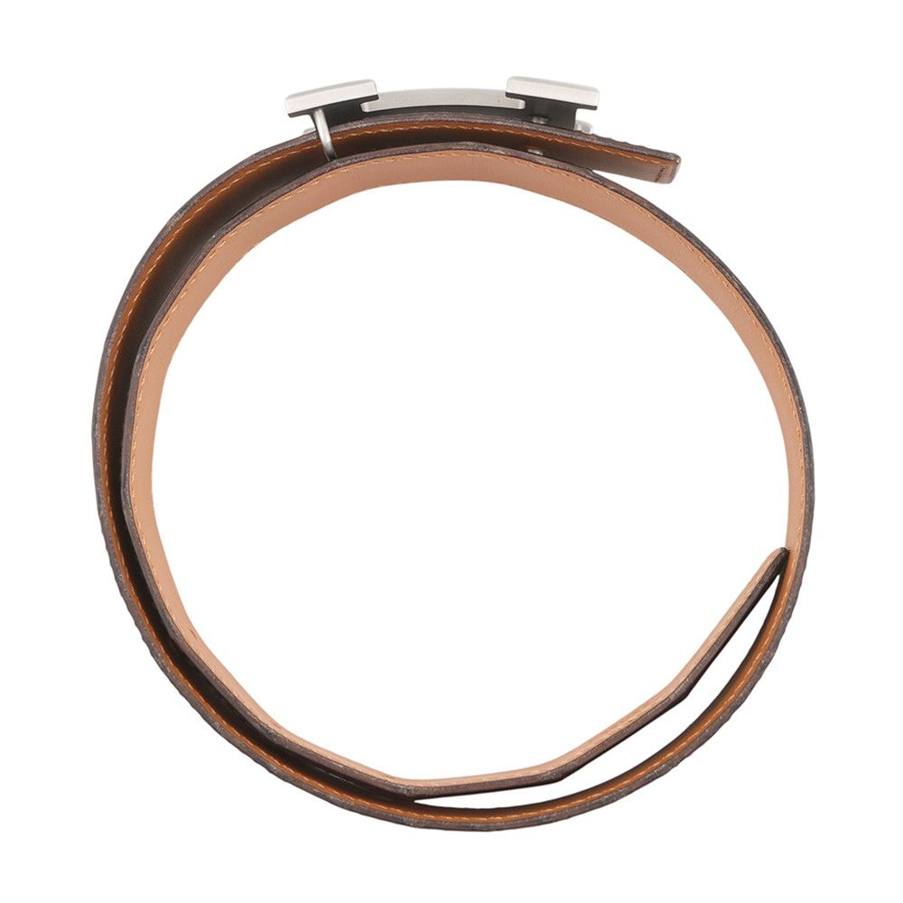 Hermes Belt Constance Dark Brown Matte Silver Porosus Leather 60 — view 3