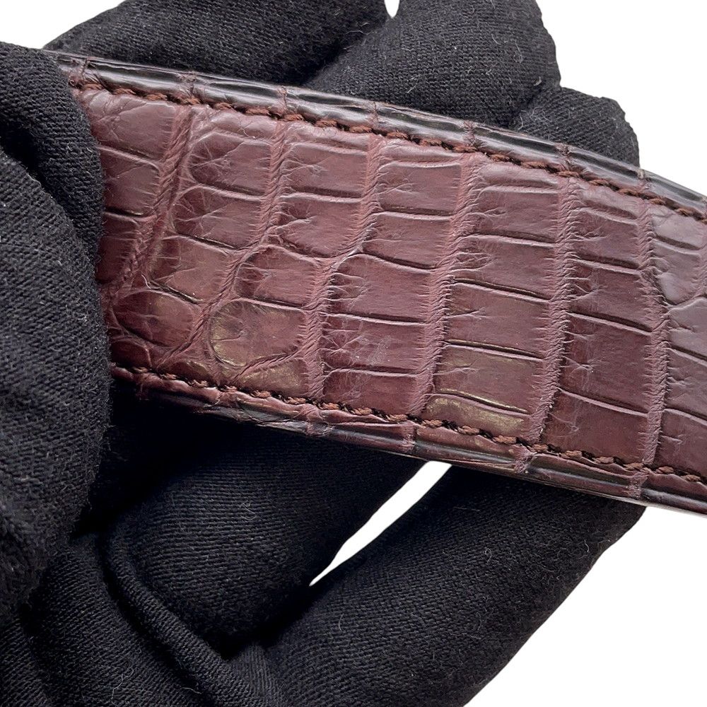 Hermes Belt Constance Dark Brown Matte Silver Porosus Leather 60 — view 8
