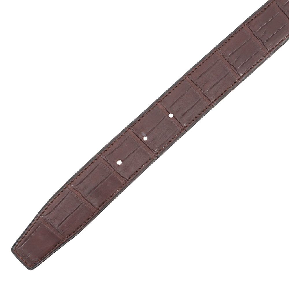 Hermes Belt Constance Dark Brown Matte Silver Porosus Leather 60 — view 6