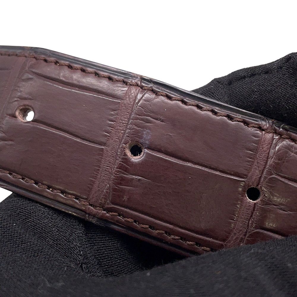 Hermes Belt Constance Dark Brown Matte Silver Porosus Leather 60 — view 9