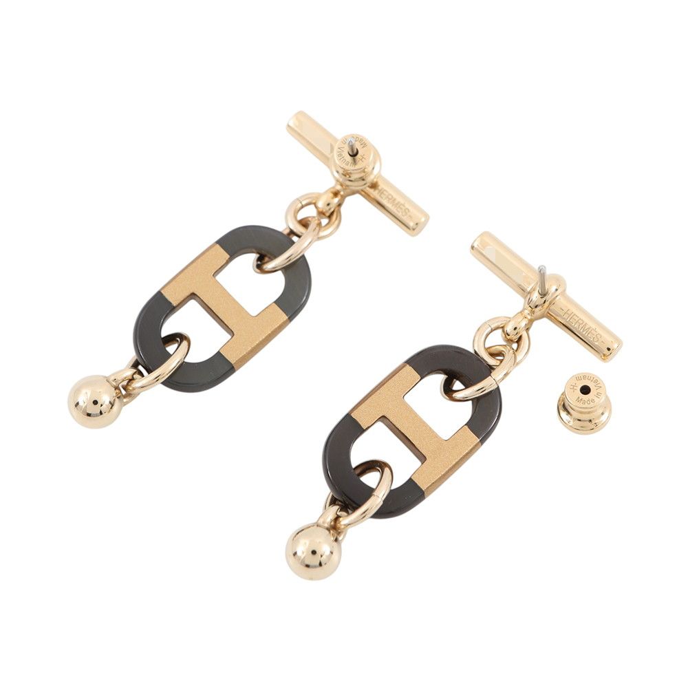 Hermes Earrings Sur Mer Buffalo Horn Metal — view 3