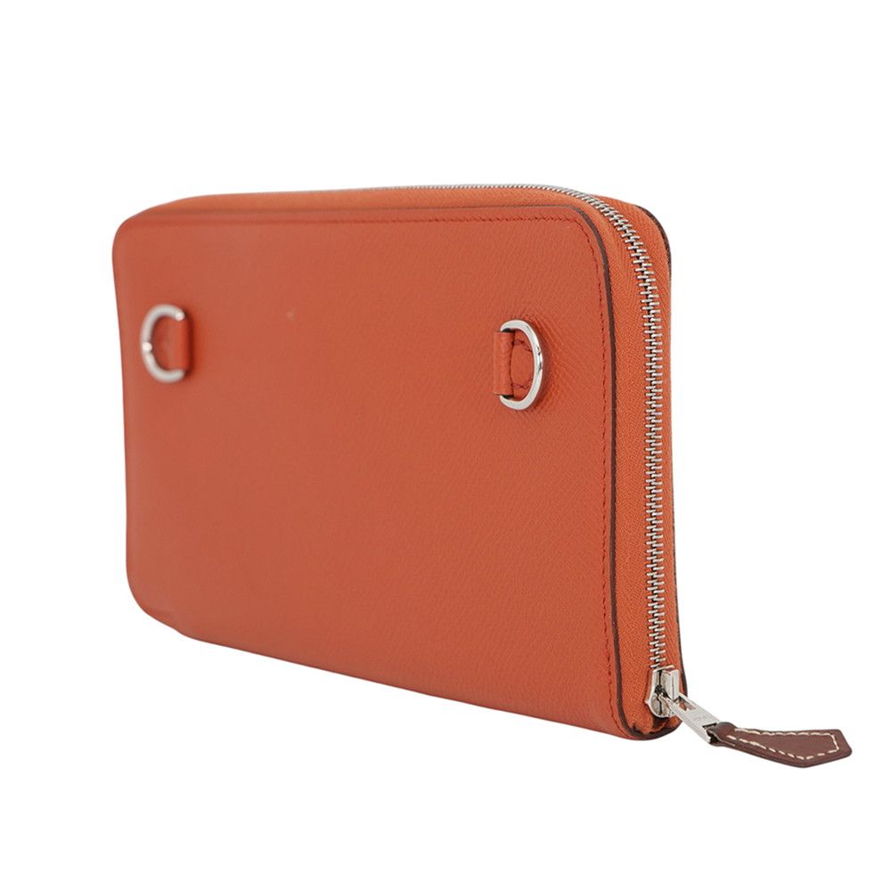Hermes Wallet Nouveau to Go Zip Mauve Sylvestre Cuible Silver Epsom Swift — view 2