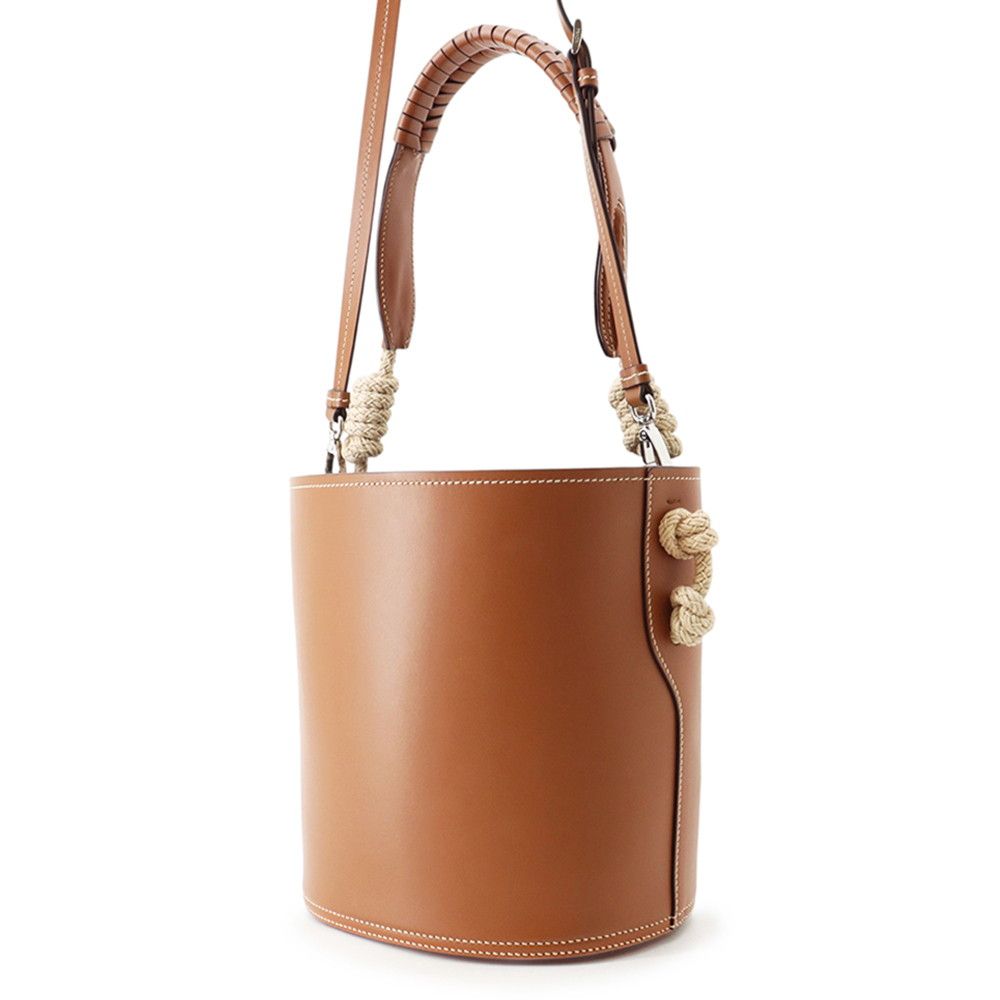 Prada Shoulder Bag Tumble Bucket Logo Calf Leather 2-Way — view 2