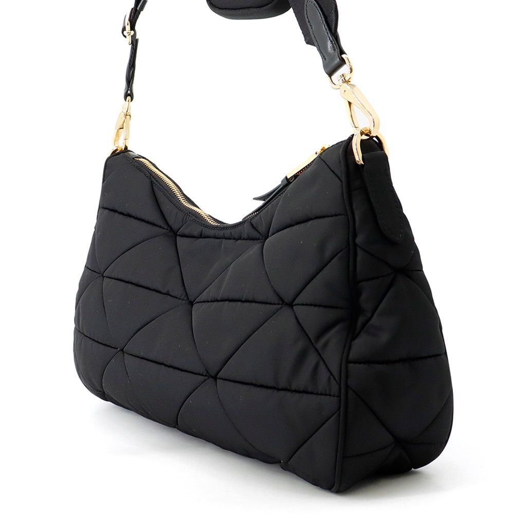 Prada Shoulder Bag Quilted Triangle Logo Nylon Black — view 2