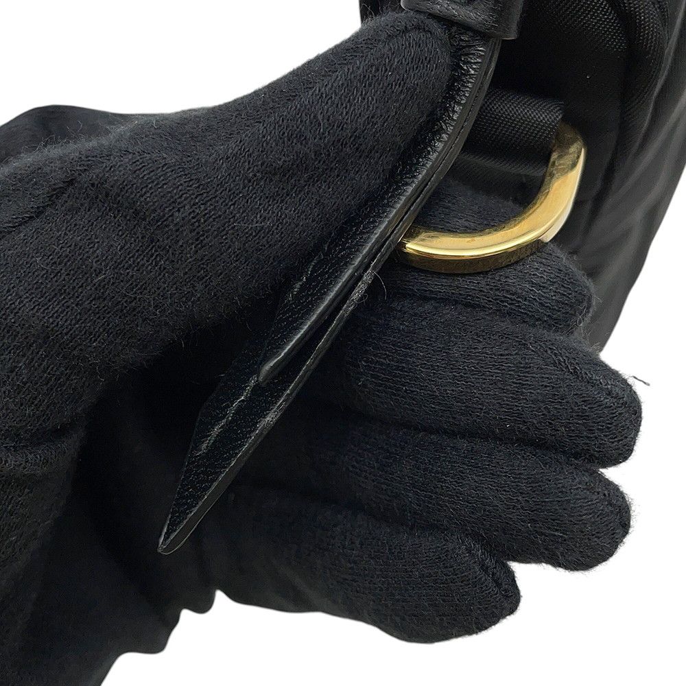 Prada Shoulder Bag Quilted Triangle Logo Nylon Black — view 8