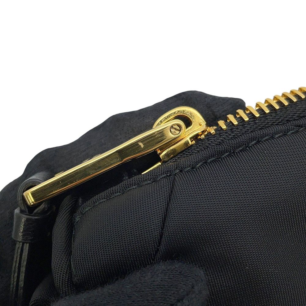 Prada Shoulder Bag Quilted Triangle Logo Nylon Black — view 9