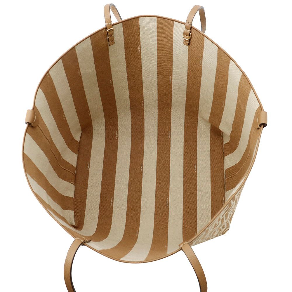 Fendi Tote Pecan Roll Reversible FF Motif Stripe Canvas Leather — view 5