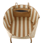 Fendi Tote Pecan Roll Reversible FF Motif Stripe Canvas Leather — view 6
