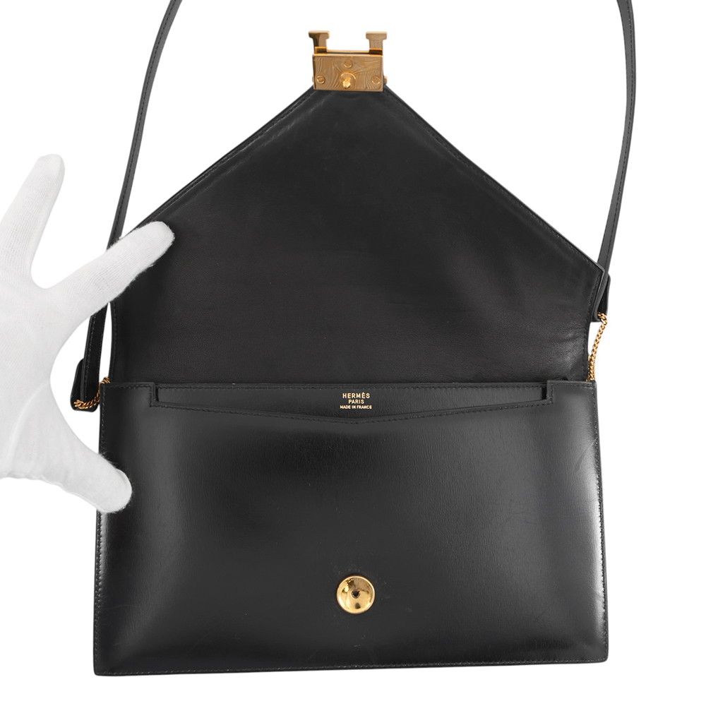 Hermes Shoulder Bag Ridi Black Gold Box Calf — view 5