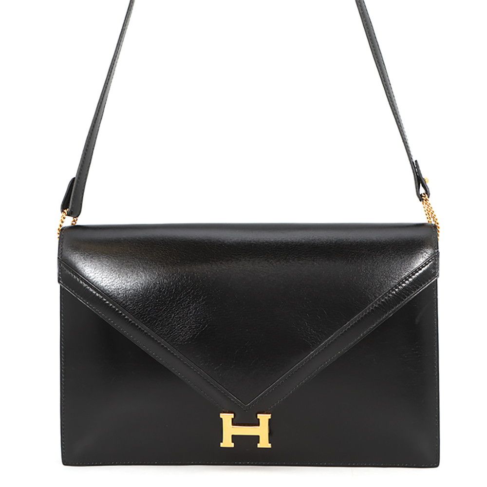 Hermes Shoulder Bag Ridi Black Gold Box Calf