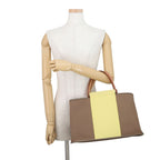 Hermes Tote Kaback PM Etoupe Yellow Silver Toile Officier Leather — view 4