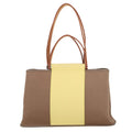 Hermes Tote Kaback PM Etoupe Yellow Silver Toile Officier Leather