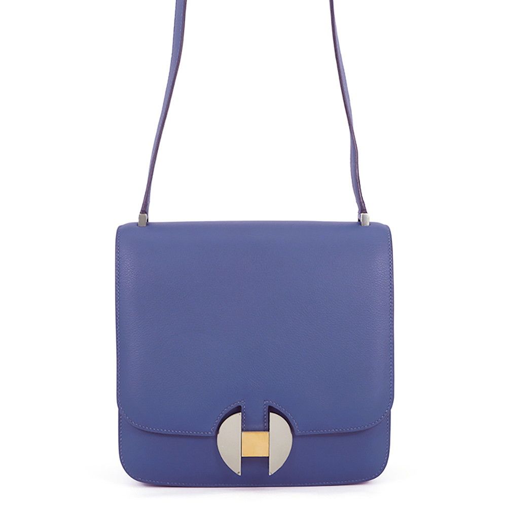Hermes Shoulder Bag 20 Blue Brighton Silver Gold