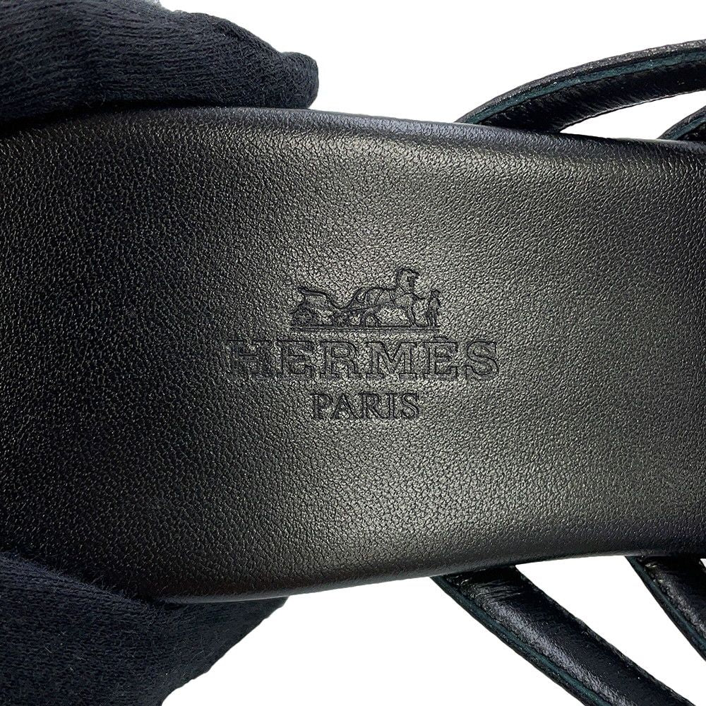Hermes Sandals Noria Leather 37 Shoes Black — view 8