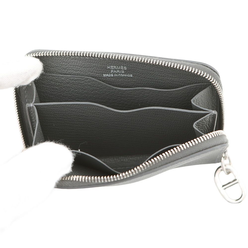 Hermes Coin Case Zip Azap Compact Grimeia Silver — view 4