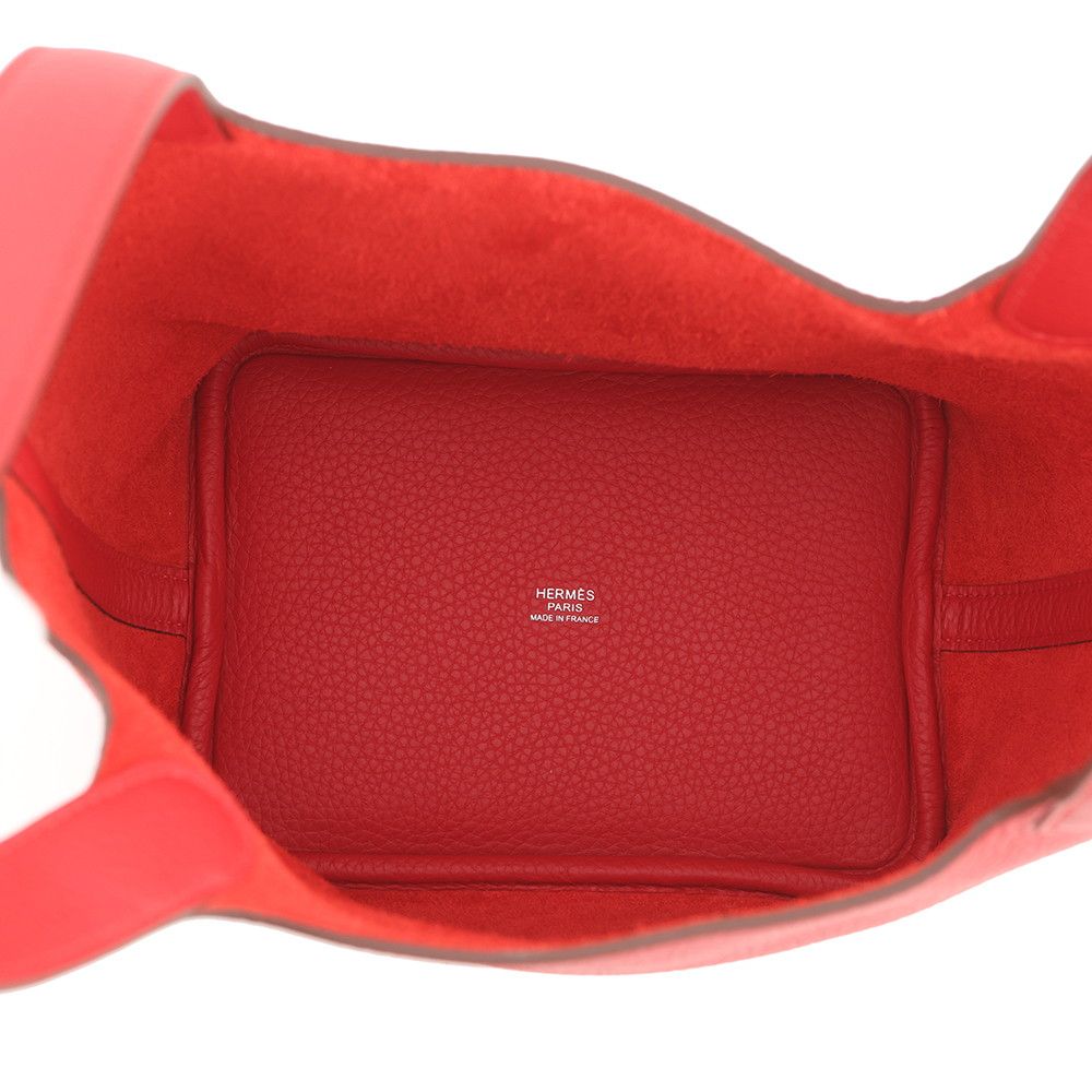 Hermes Handbag Picotin Lock PM Rouge Radu Silver Taurillon Clemence — view 5