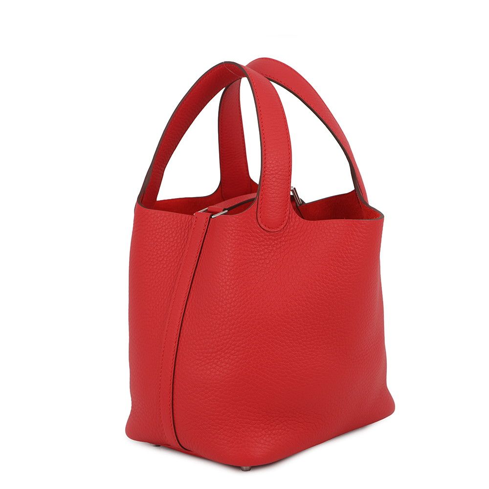 Hermes Handbag Picotin Lock PM Rouge Radu Silver Taurillon Clemence — view 2