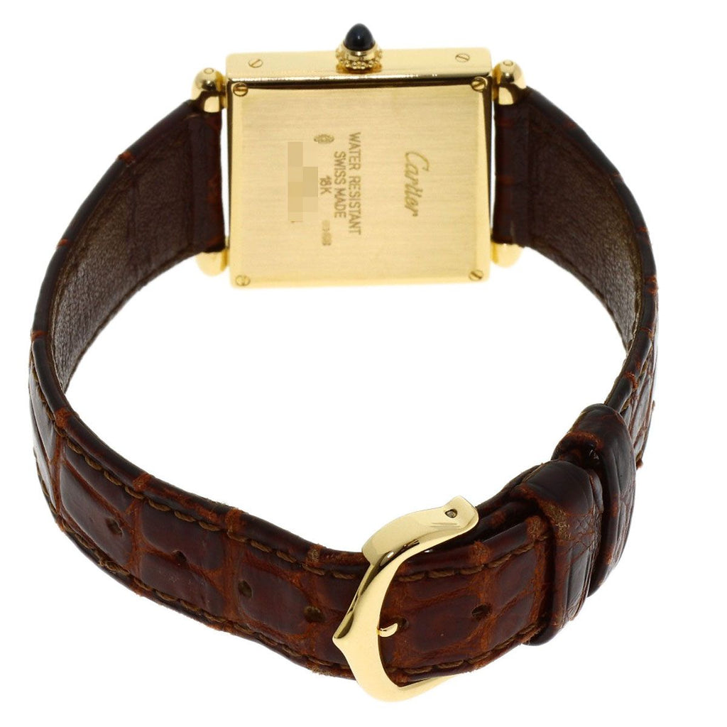 Cartier Tank Obu Watch 18k Yellow Gold Leather — view 7