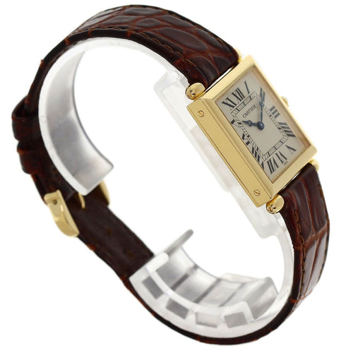 Cartier Tank Obu Watch 18k Yellow Gold Leather — view 2