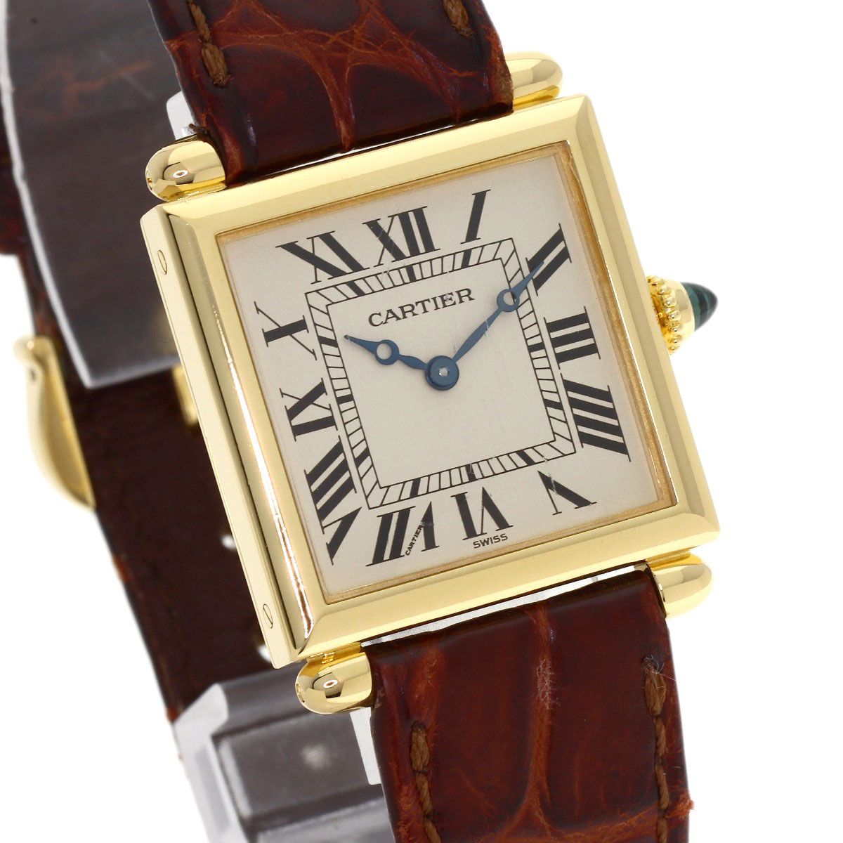 Cartier Tank Obu Watch 18k Yellow Gold Leather — view 4