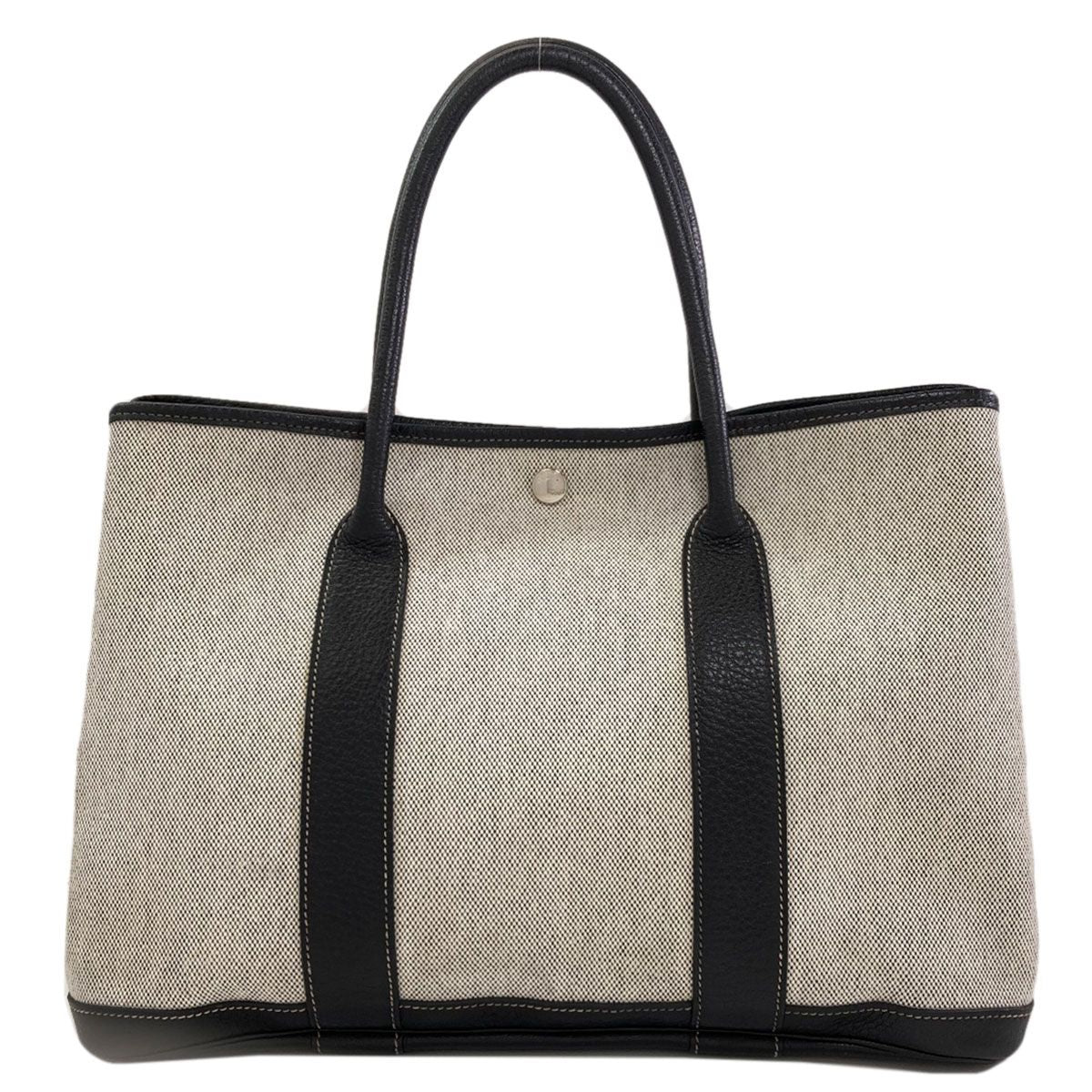Hermes Garden Party PM Silver Handbag Toile Ash Buffalo