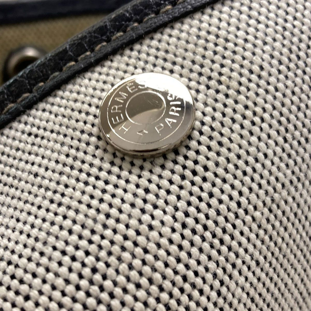Hermes Garden Party PM Silver Handbag Toile Ash Buffalo — view 8